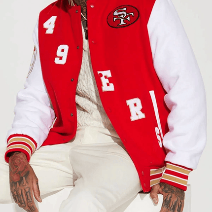 49ers Red And White Varsity Jacket - Etsy Jacket