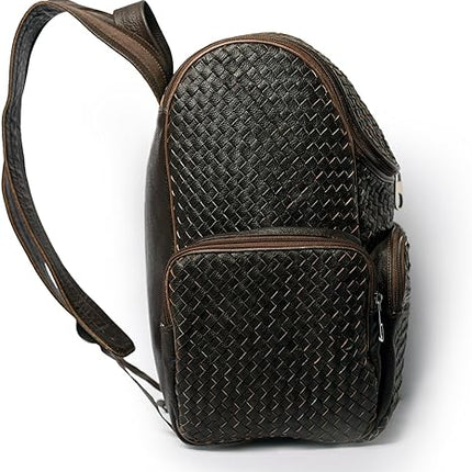 Braided Leather Backpack Bag